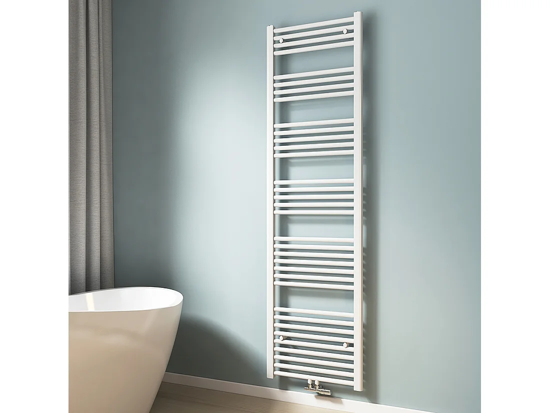 EMKE Handdoekradiator warm water wit 180 x 50 cm 739W midden en zijaansluiting