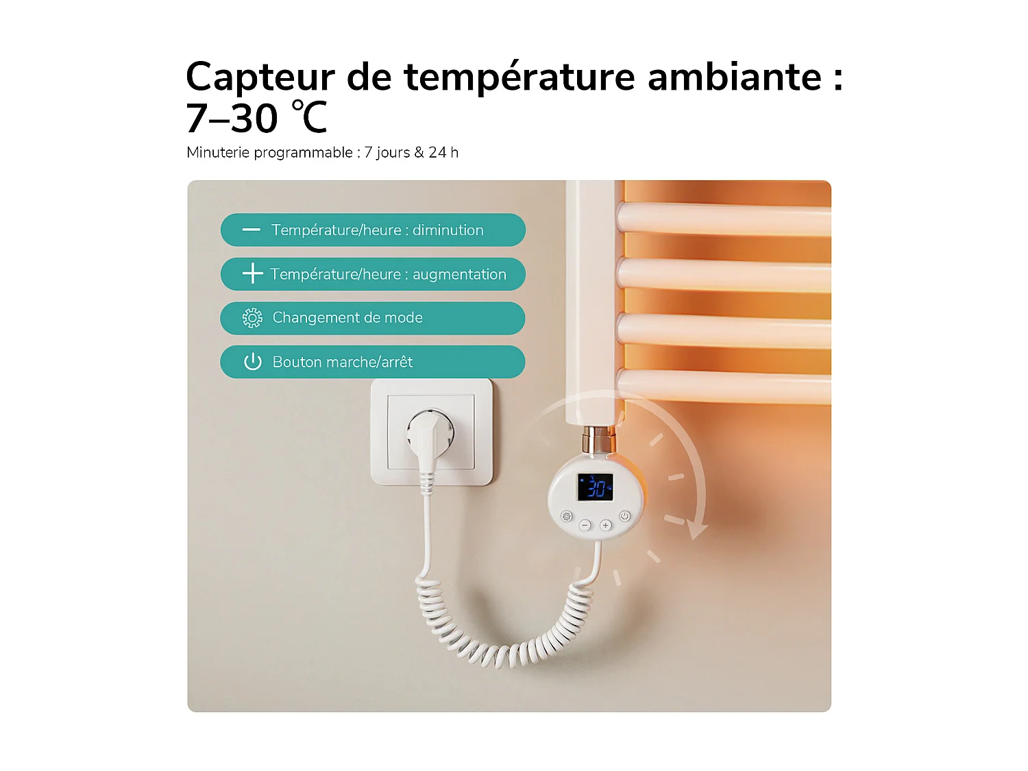 EMKE Elektrische handdoekradiator wit WiFi 140x50cm 600W IP44 thermostaat Tuya app smart life home