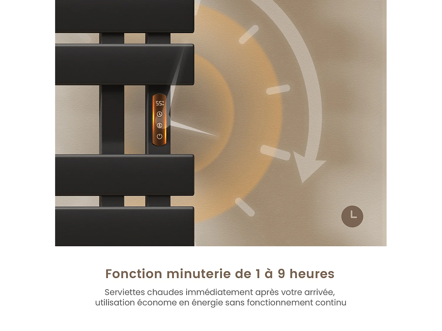 EMKE Elektrische handdoekradiator zwart WiFi 100x50cm 320W platte buizen app-bediening smart home