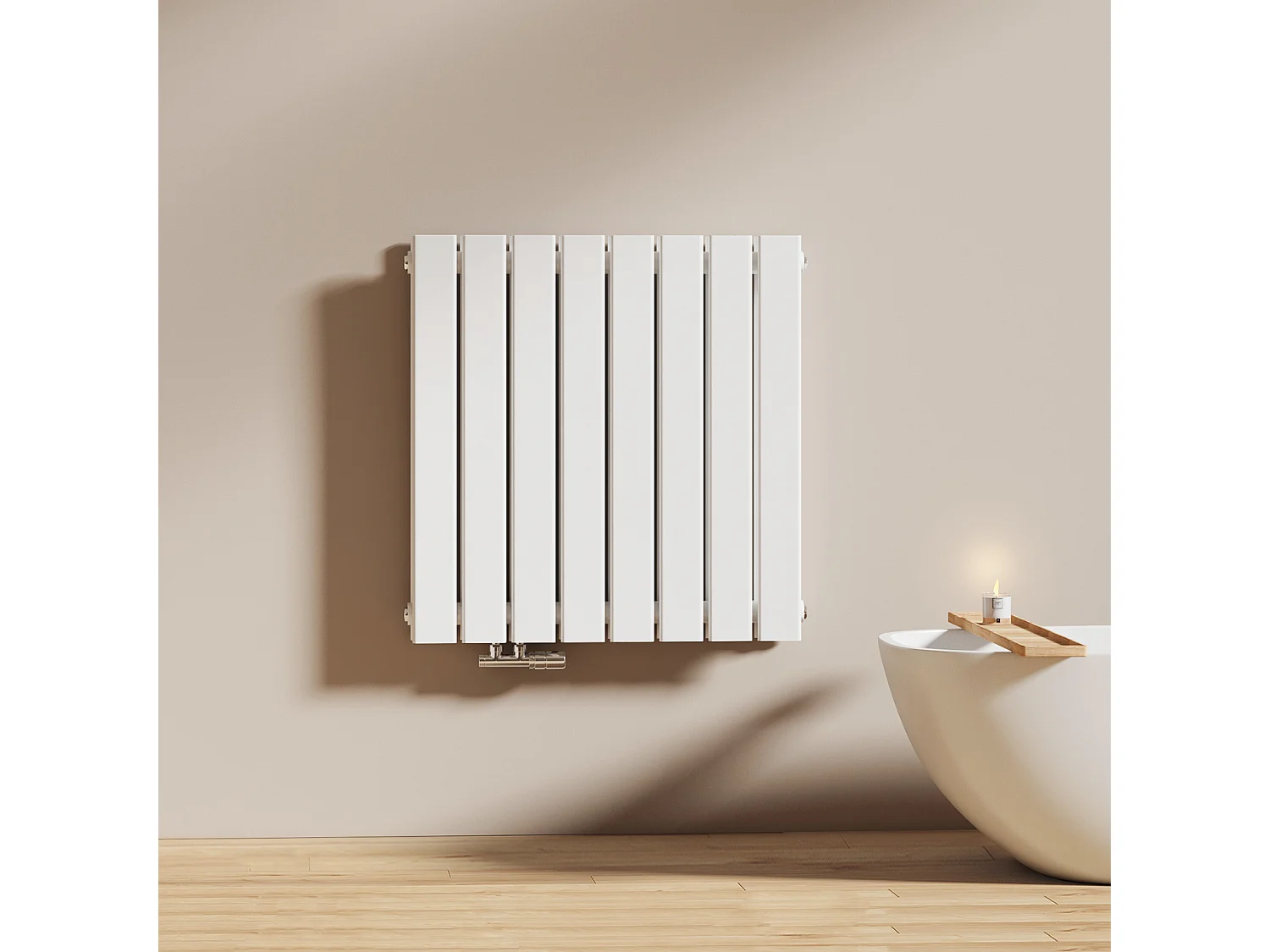 EMKE Warmwaterradiator van staal wit vlakke buis 63x62 cm 826W dubbellaags