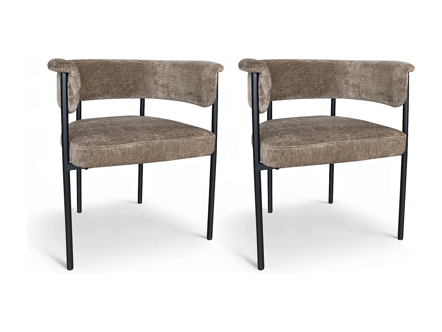 Now's Home - Lot 2 Fauteuils Table Métal Noir/tissu Coffee 61x52x70cm Colette