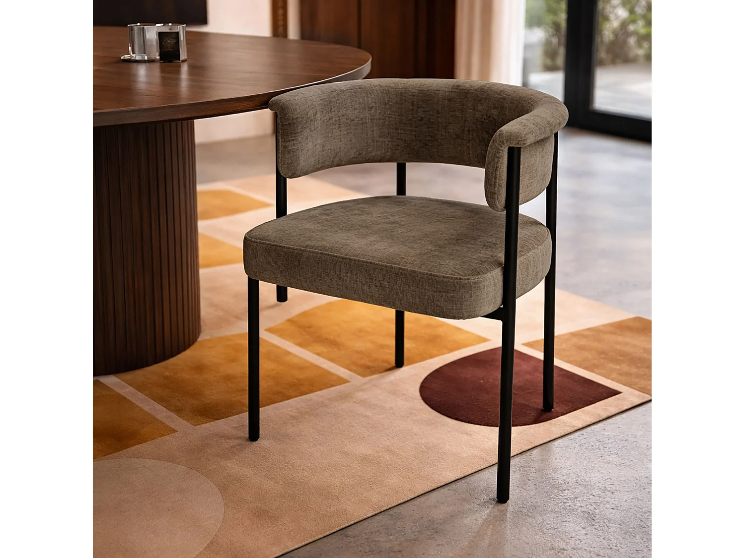 Now's Home - Lot 2 Fauteuils Table Métal Noir/tissu Coffee 61x52x70cm Colette