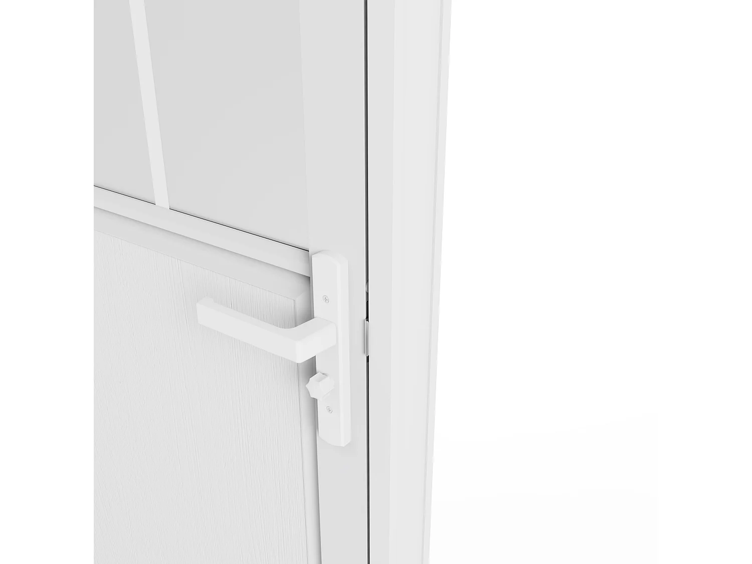 Porta de interior reversível em alumínio e vidro temperado fosco estilo atelier - A204 x C73 cm - Branco - ERMELO