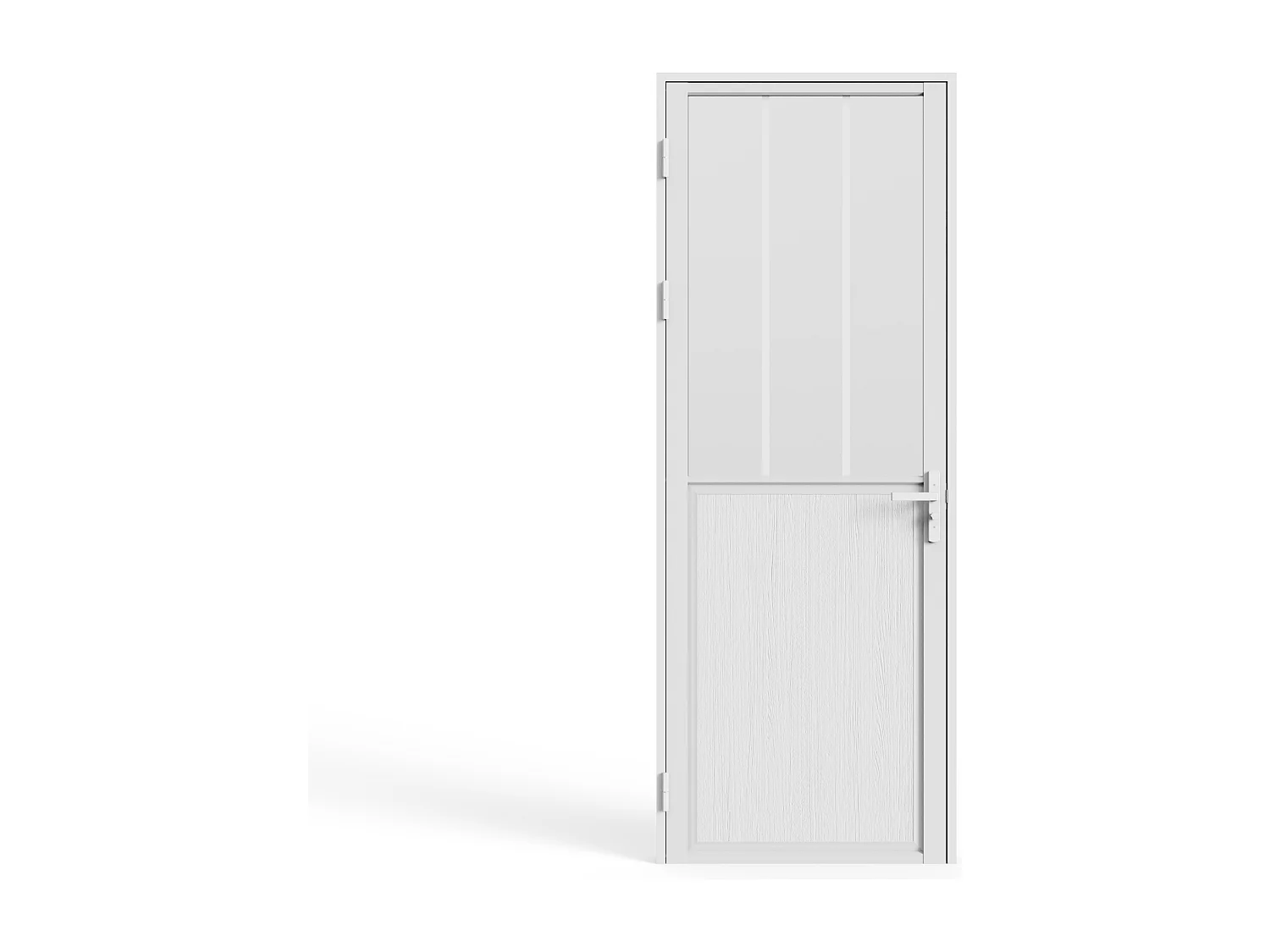 Porta de interior reversível em alumínio e vidro temperado fosco estilo atelier - A204 x C73 cm - Branco - ERMELO