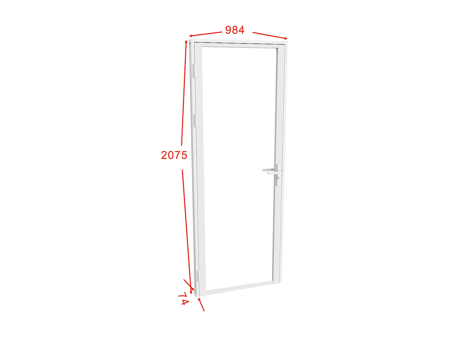 Bloc porte réversible en aluminium et verre trempé - H204 x L93 cm - Blanc - LOXTON
