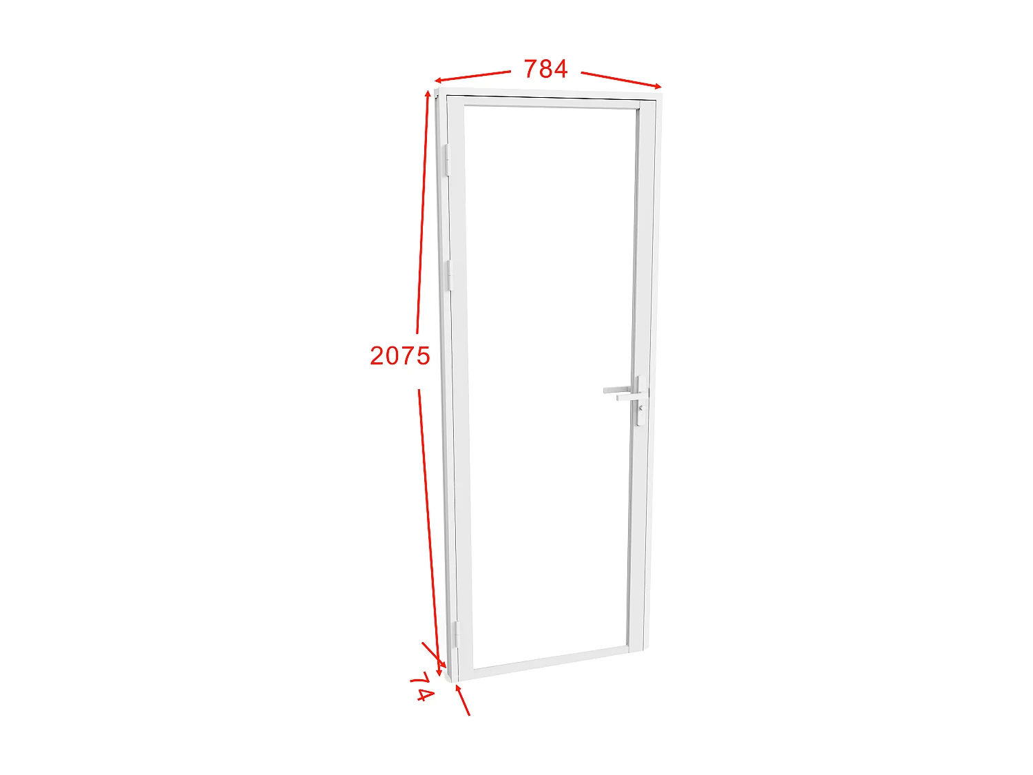 Bloc porte réversible en aluminium et verre trempé dépoli - H204 x L73 cm - Blanc - LOXTON