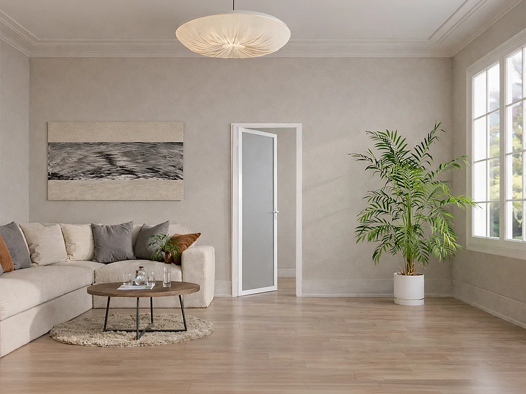 Bloc porte réversible en aluminium et verre trempé dépoli - H204 x L73 cm - Blanc - LOXTON