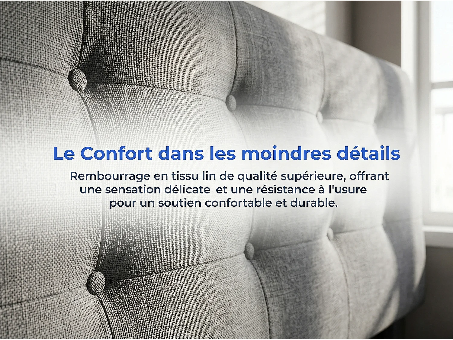 Lit coffre 140x190 cm avec tête de lit - LEDs RGB - Ports USB - Tissu gris - Sommier à lattes et espace de rangement hydraulique