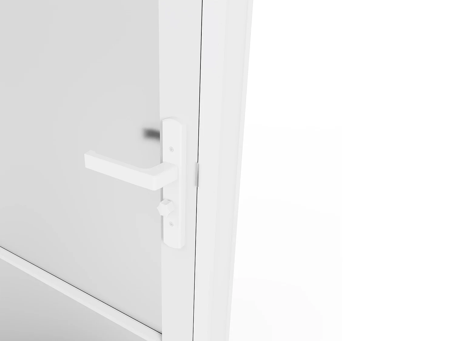 Bloc porte réversible en aluminium et verre trempé dépoli - H204 x L73 cm - Blanc - MASERU