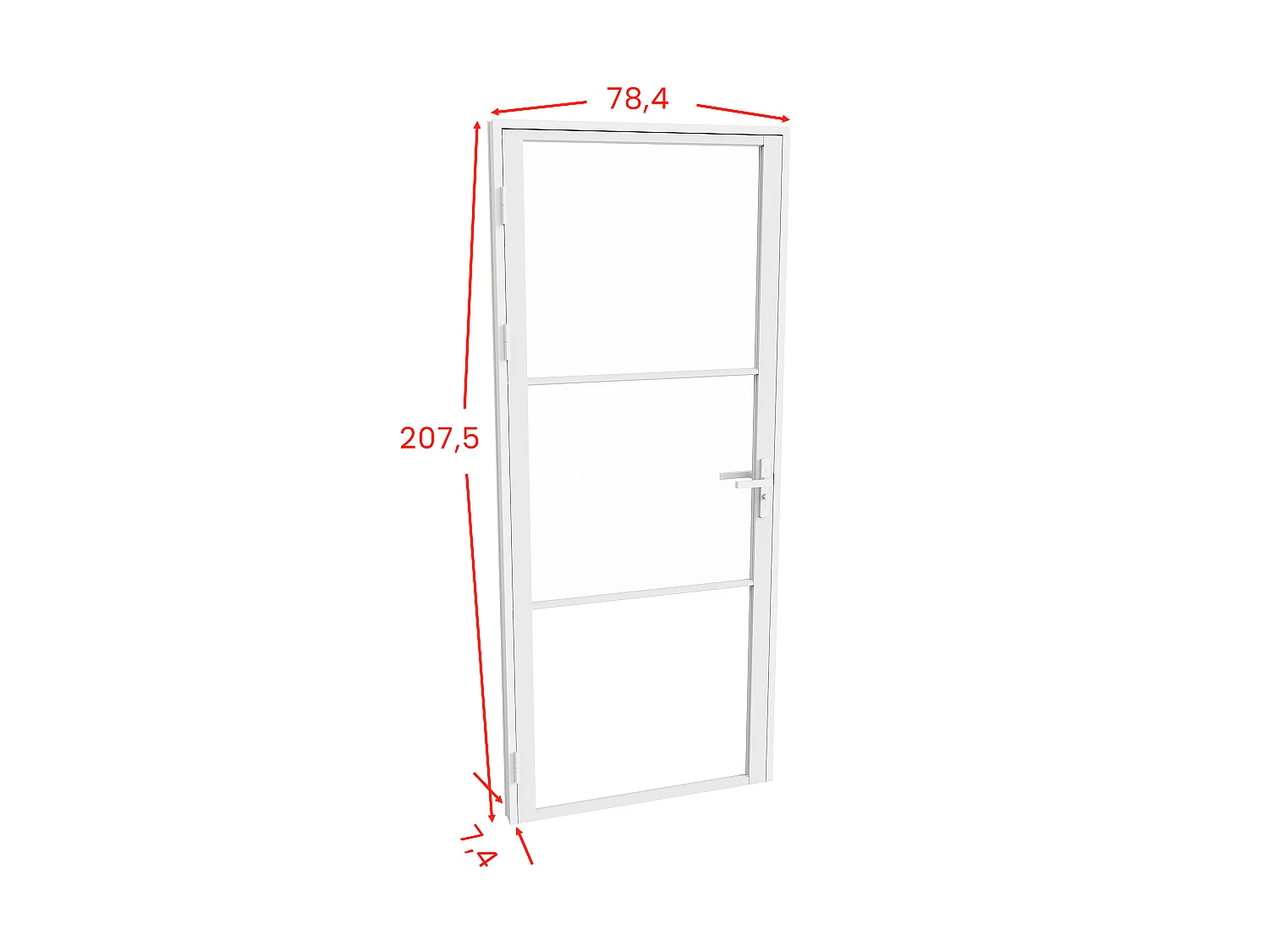 Bloc porte réversible en aluminium et verre trempé dépoli - H204 x L73 cm - Blanc - MASERU