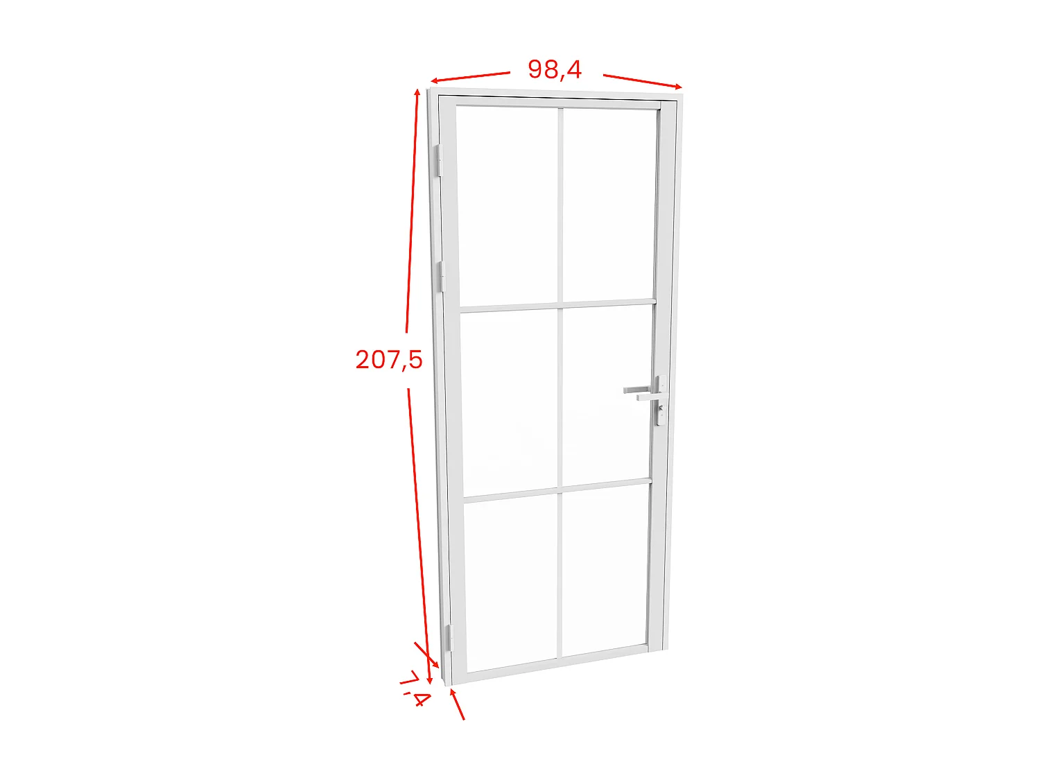 Porta de bloco reversível em alumínio e vidro temperado - A204 x C93 cm - Branco - SEROTO