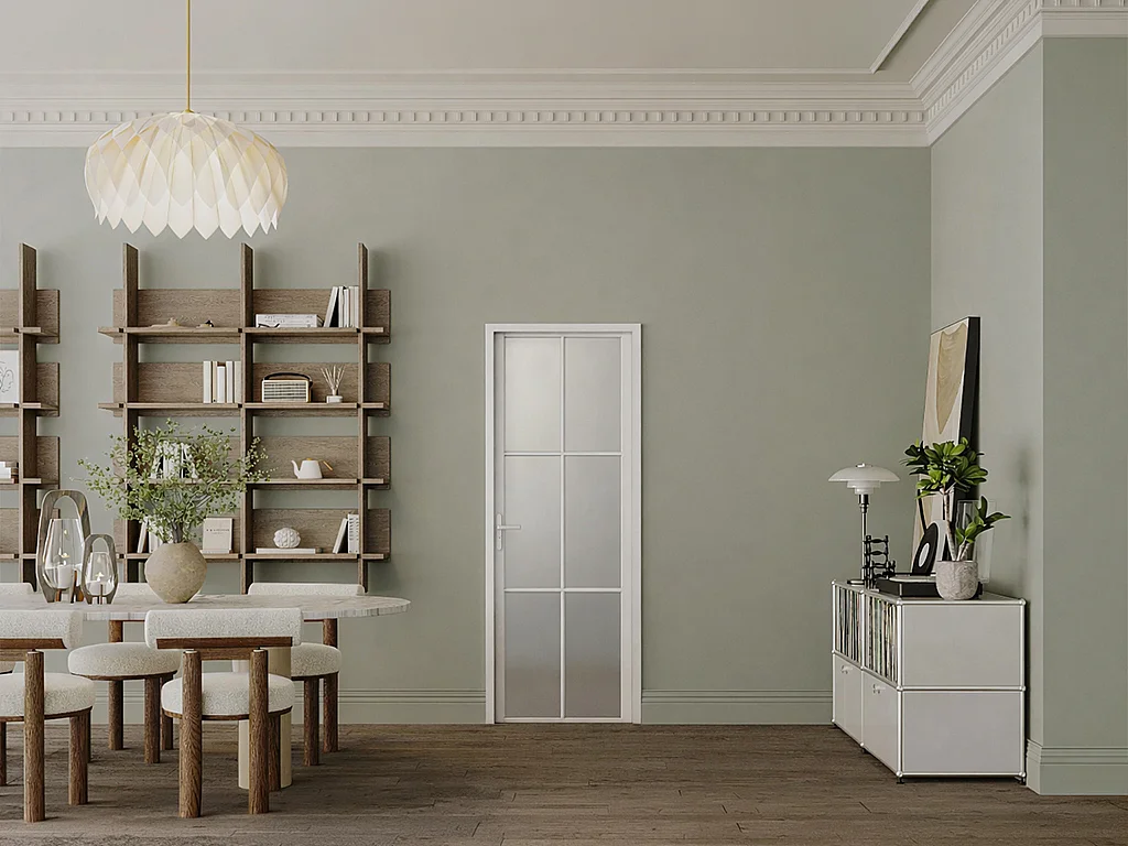 Blocco porta reversibile H204 x L73 cm in alluminio e vetro temperato satinato Bianco - SEROTO