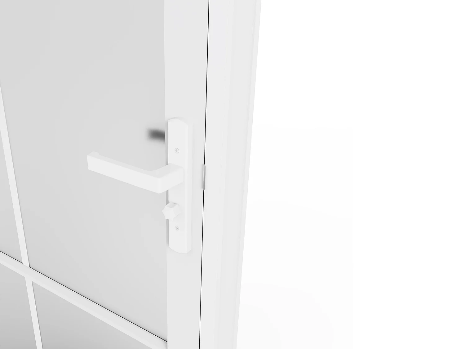 Blocco porta reversibile H204 x L73 cm in alluminio e vetro temperato satinato Bianco - SEROTO