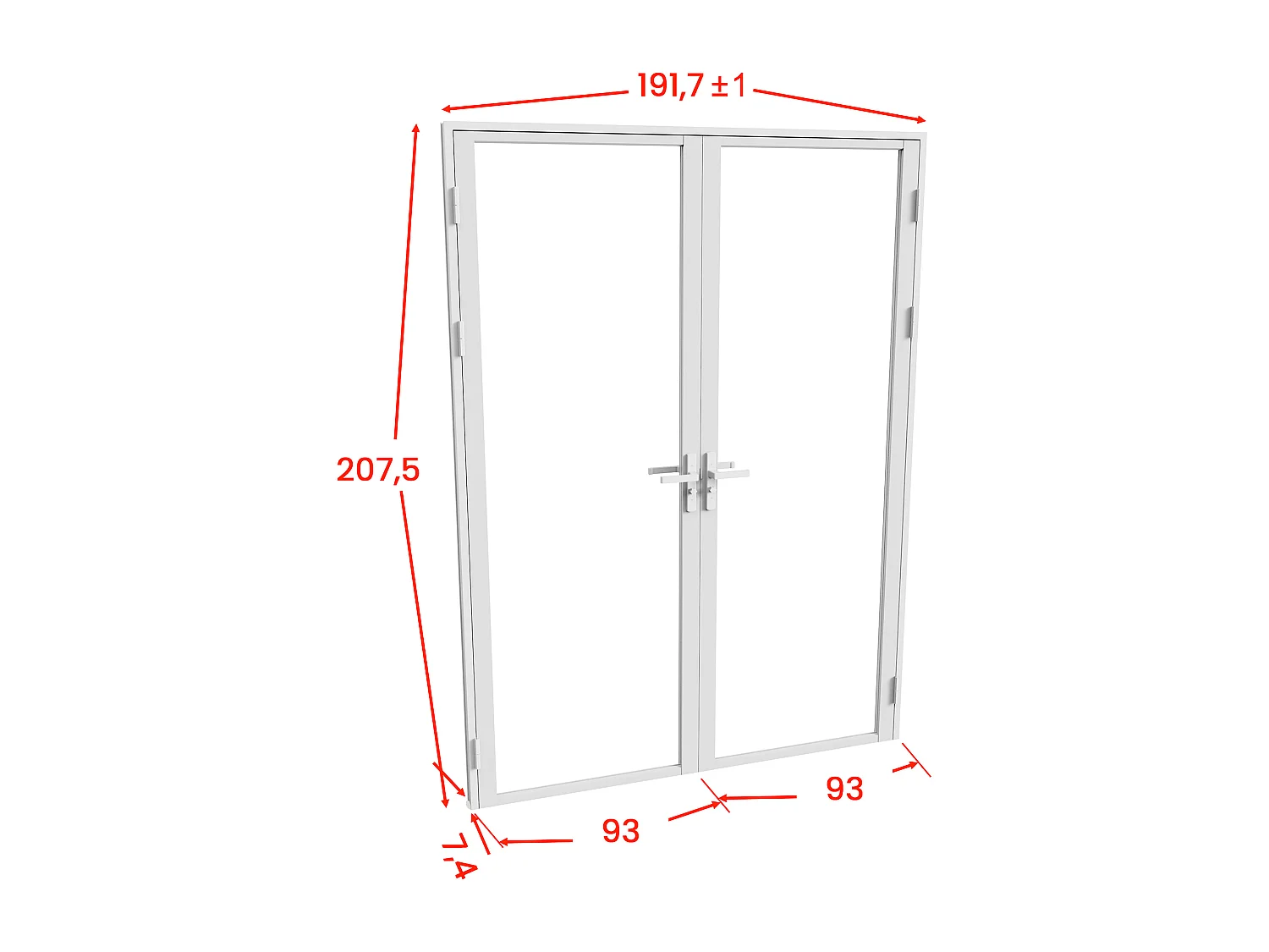Bloc porte réversible à deux battants en aluminium et verre trempé - 2 x H204 x L93 cm - Blanc - LOXTON