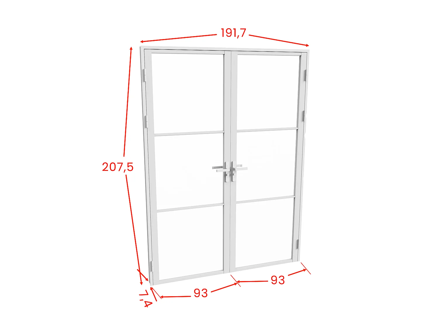 Bloc porte réversible à deux battants en aluminium et verre trempé - 2 x H204 x L93 cm - Blanc - MASERU