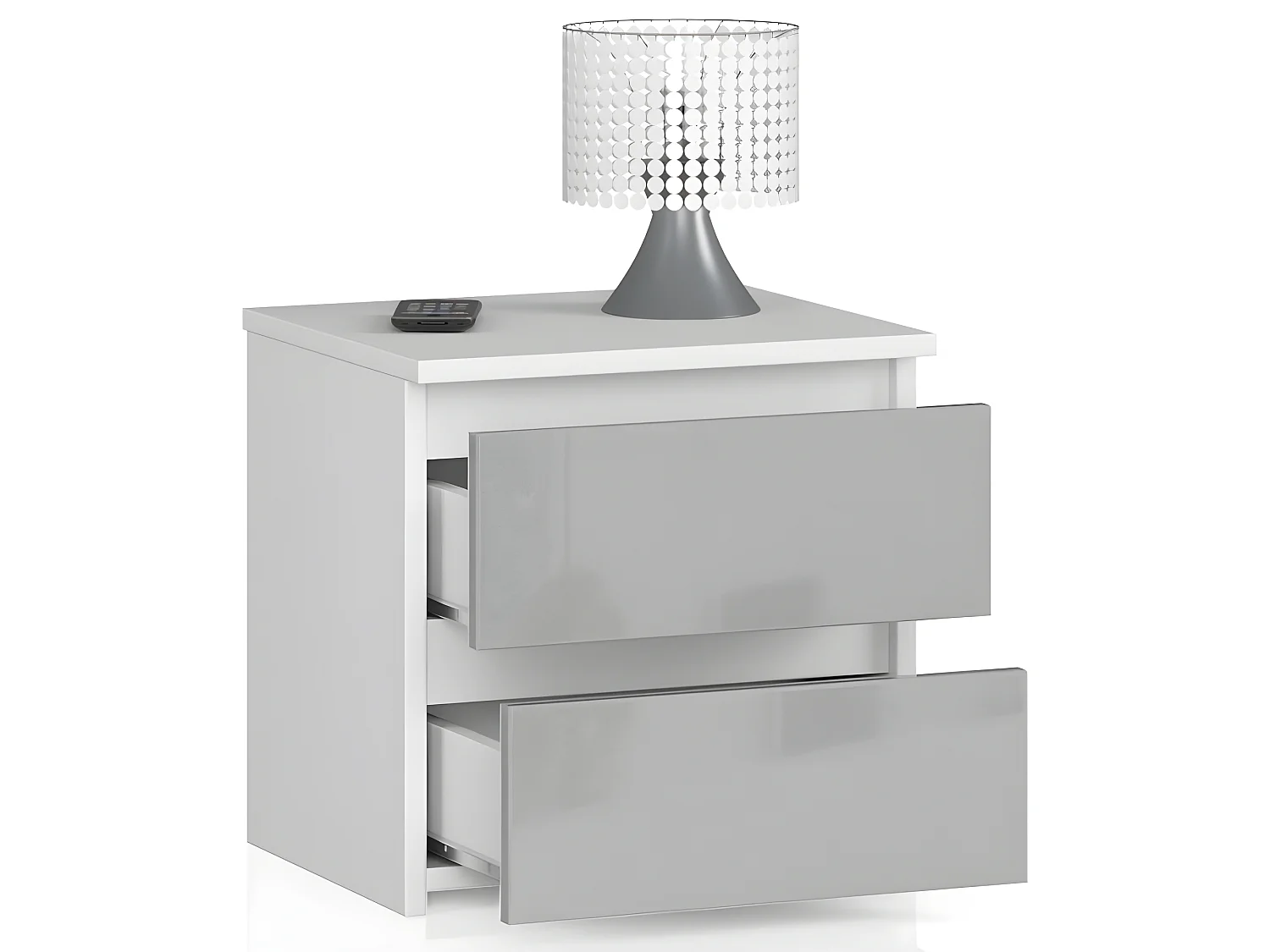 SHALA | Table de chevet contemporaine chambre 40x40x35 cm | 2 tiroirs | Chevet Chiffonier | Design moderne