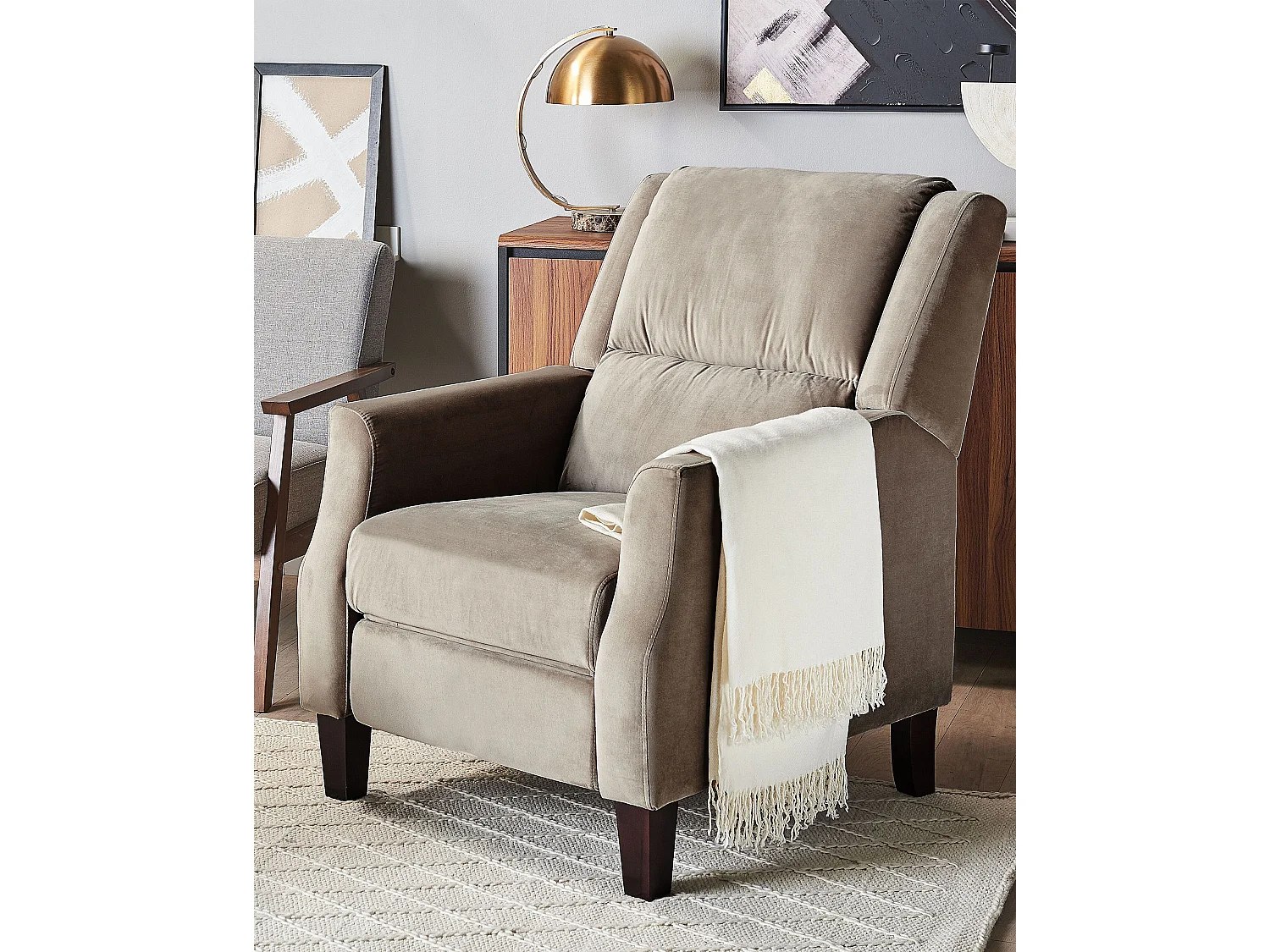 Relaxfauteuil EGERSUND Fluweel Taupe