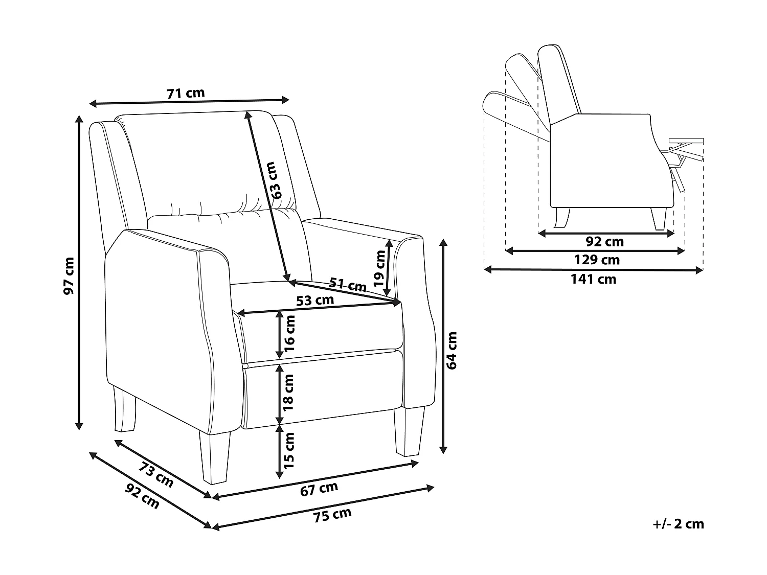 Relaxfauteuil EGERSUND Fluweel Grijs