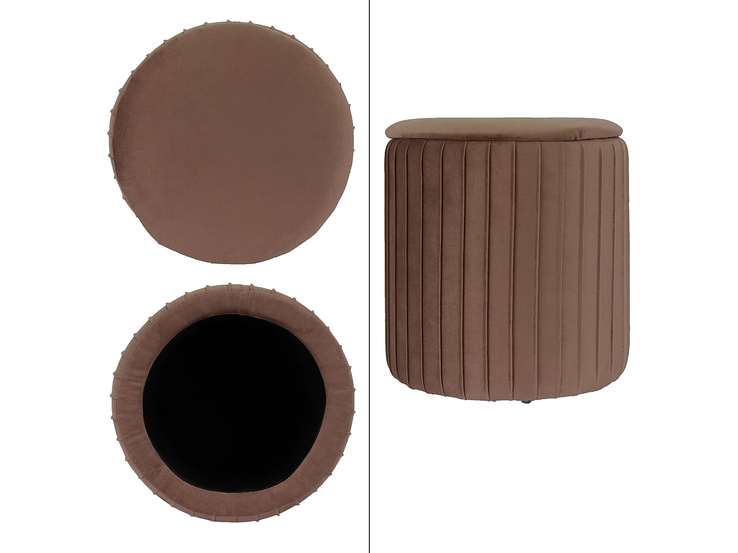 Tabouret pouf en velours avec espace de rangement rose ECD Germany