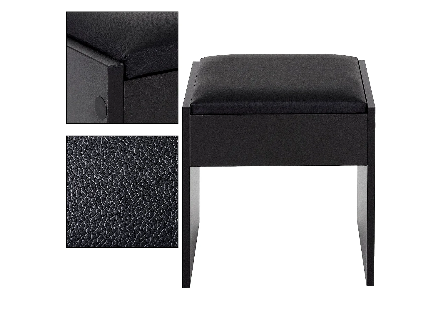 Sgabello make-up sedia tavolo cosmetico pouf in legno nero ECD Germany