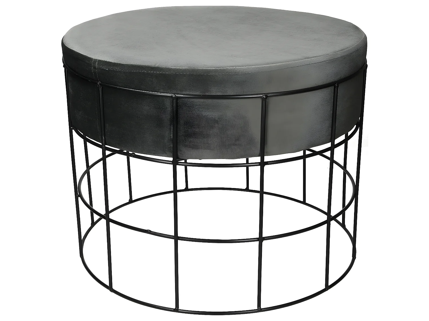 Tabouret pouf ottomane repose-pieds rond en velour gris foncé ECD Germany