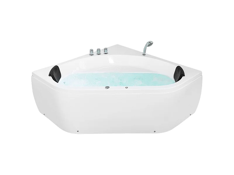 Luxus Whirlwanne Eckbadewanne Spa weiß große Doppelwanne mit Massage LED Meves