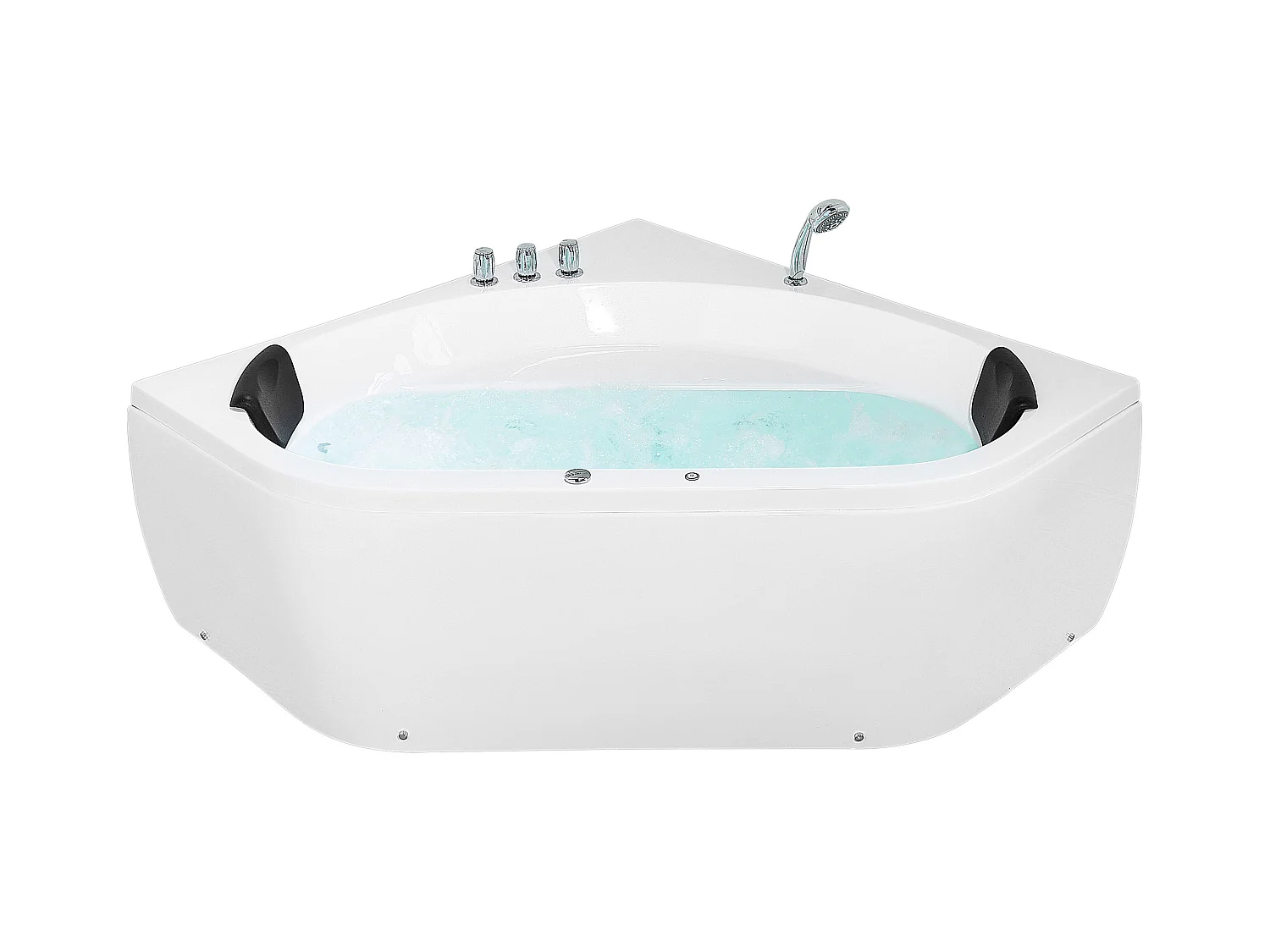 Baignoire d'angle à remous avec LED MEVES 140 x 140 cm Blanc
