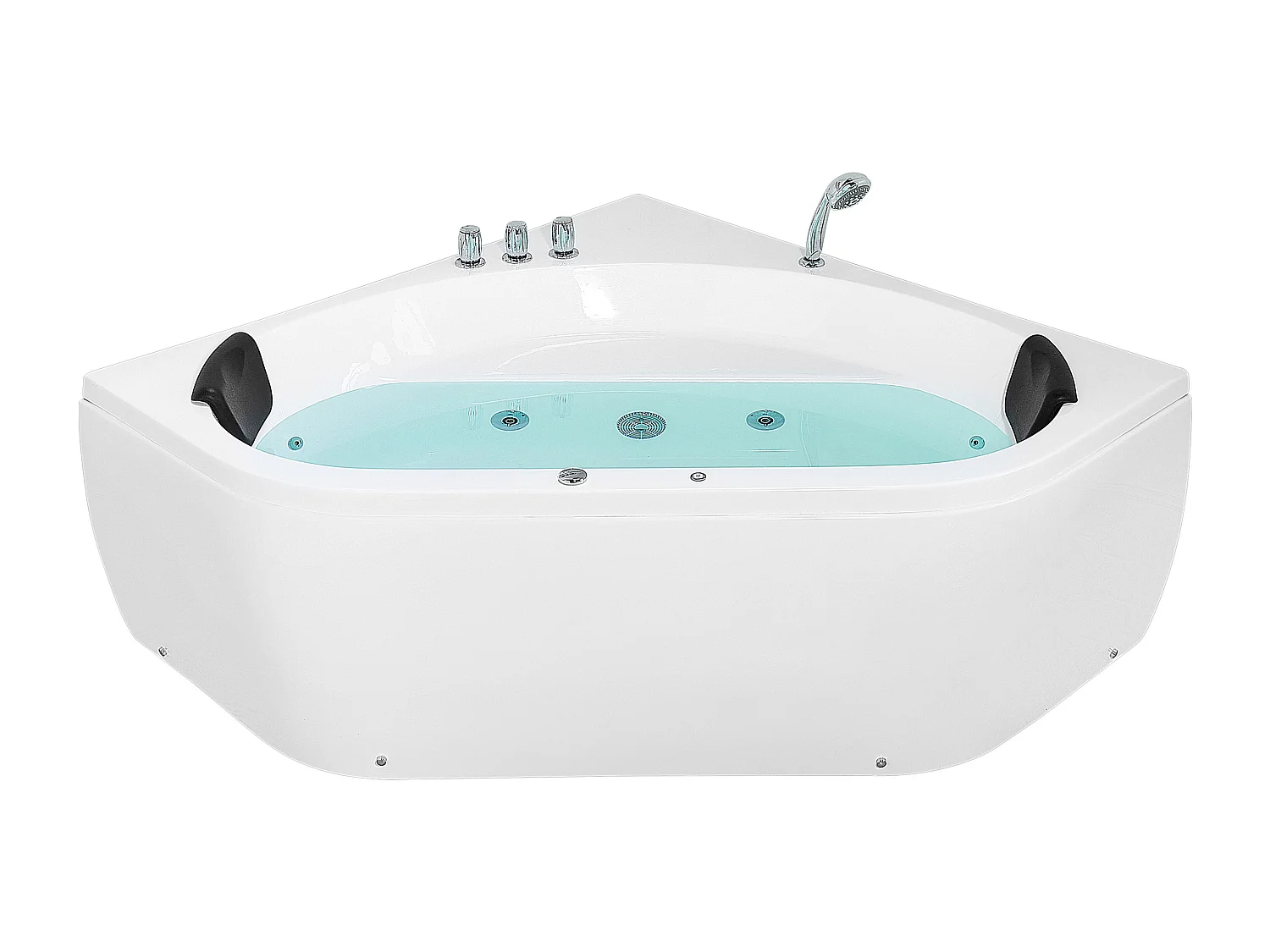 Luxus Whirlwanne Eckbadewanne Spa weiß große Doppelwanne mit Massage LED Meves