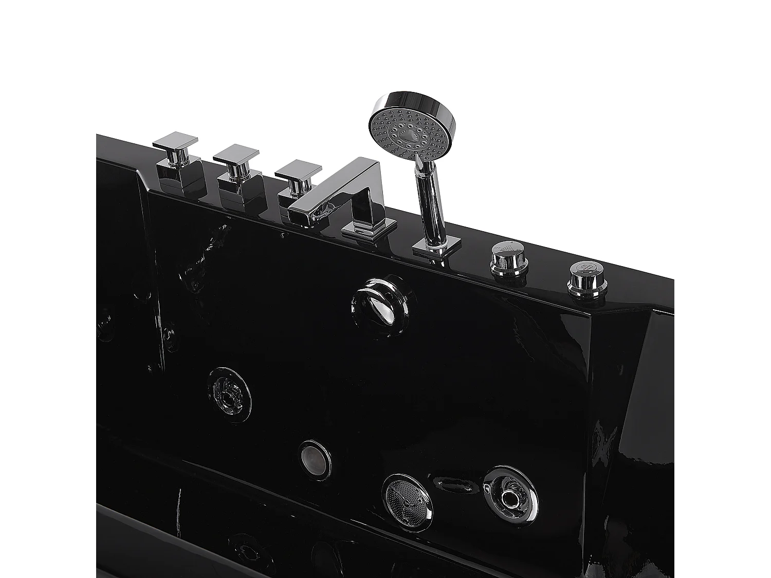 Banheira de hidromassagem de canto com LED HAWES 1700 x 800 mm Preto