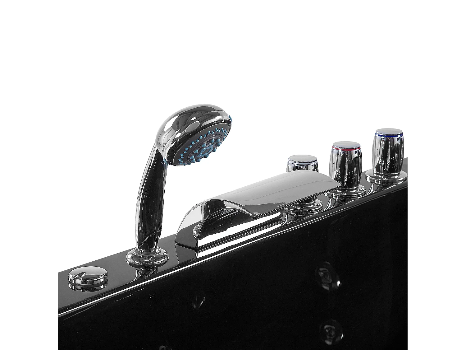 Vasca idromassaggio angolare con LED PARADISO Lato destro 158 x 113 cm Nero