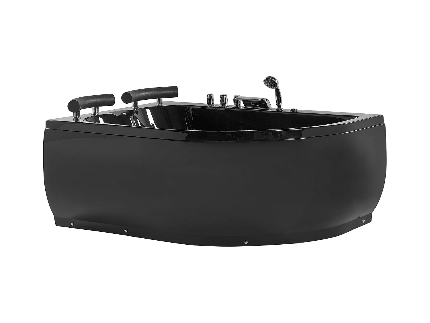Baignoire d'angle à remous avec LED PARADISO Côté droit 158 x 113 cm Noir