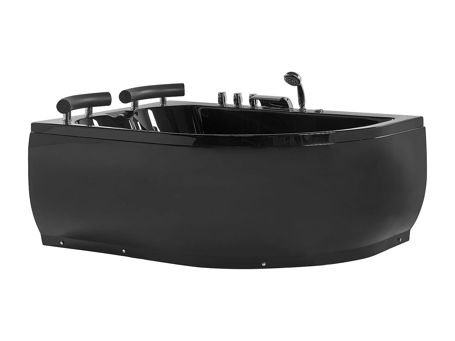 Banheira de hidromassagem de canto com LED PARADISO à direita 1580 x 1130 mm Preto