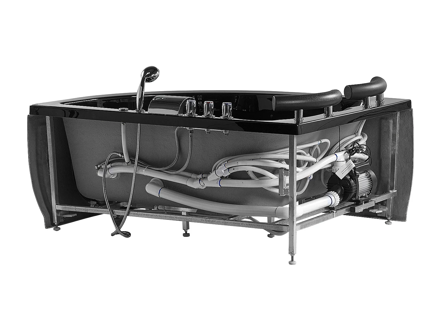 Banheira de hidromassagem de canto com LED PARADISO à direita 1580 x 1130 mm Preto