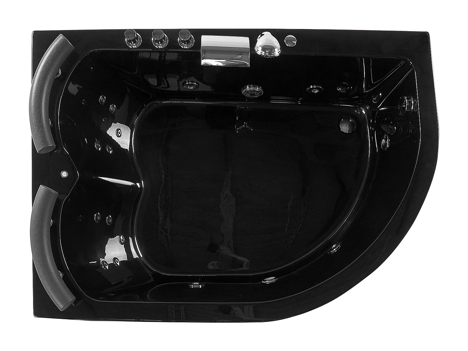 Baignoire d'angle à remous avec LED PARADISO Côté droit 158 x 113 cm Noir