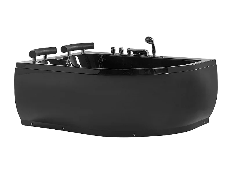 Vasca idromassaggio angolare con LED PARADISO Lato destro 158 x 113 cm Nero