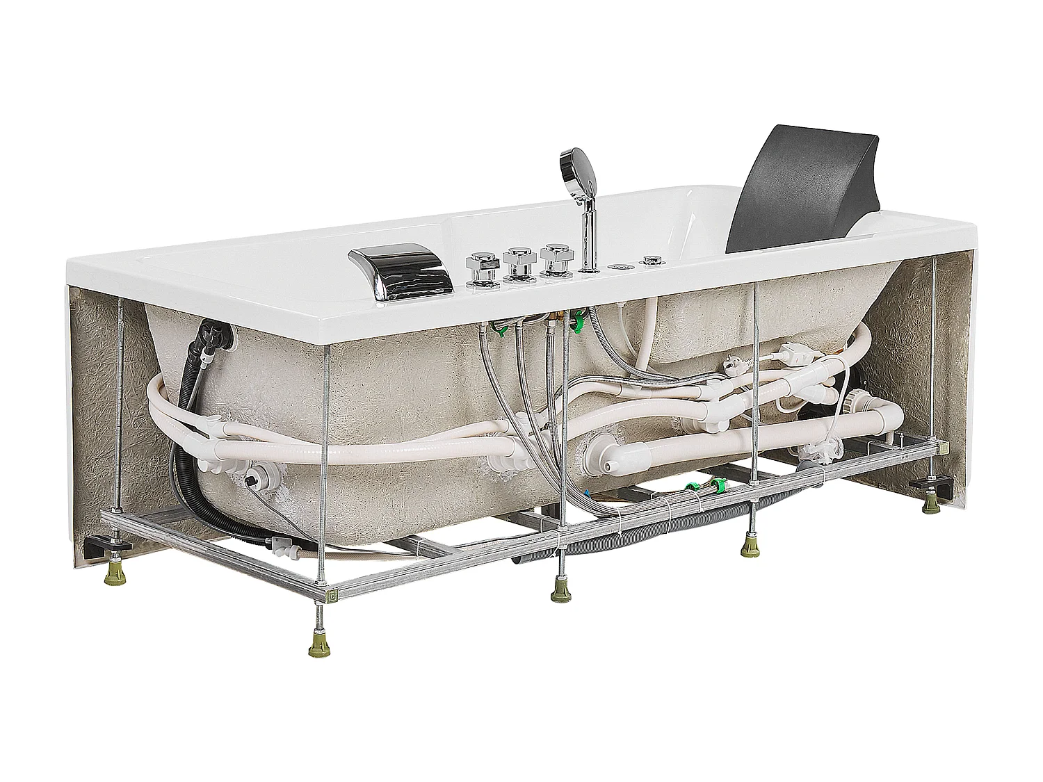 Baignoire d'angle à remous avec LED ARTEMISA Côté droite 170 x 80 cm Blanc