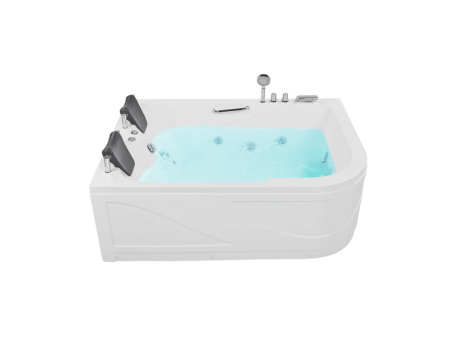 Baignoire d'angle à remous avec LED BAYAMO Côté droit 170 x 120 cm Blanc