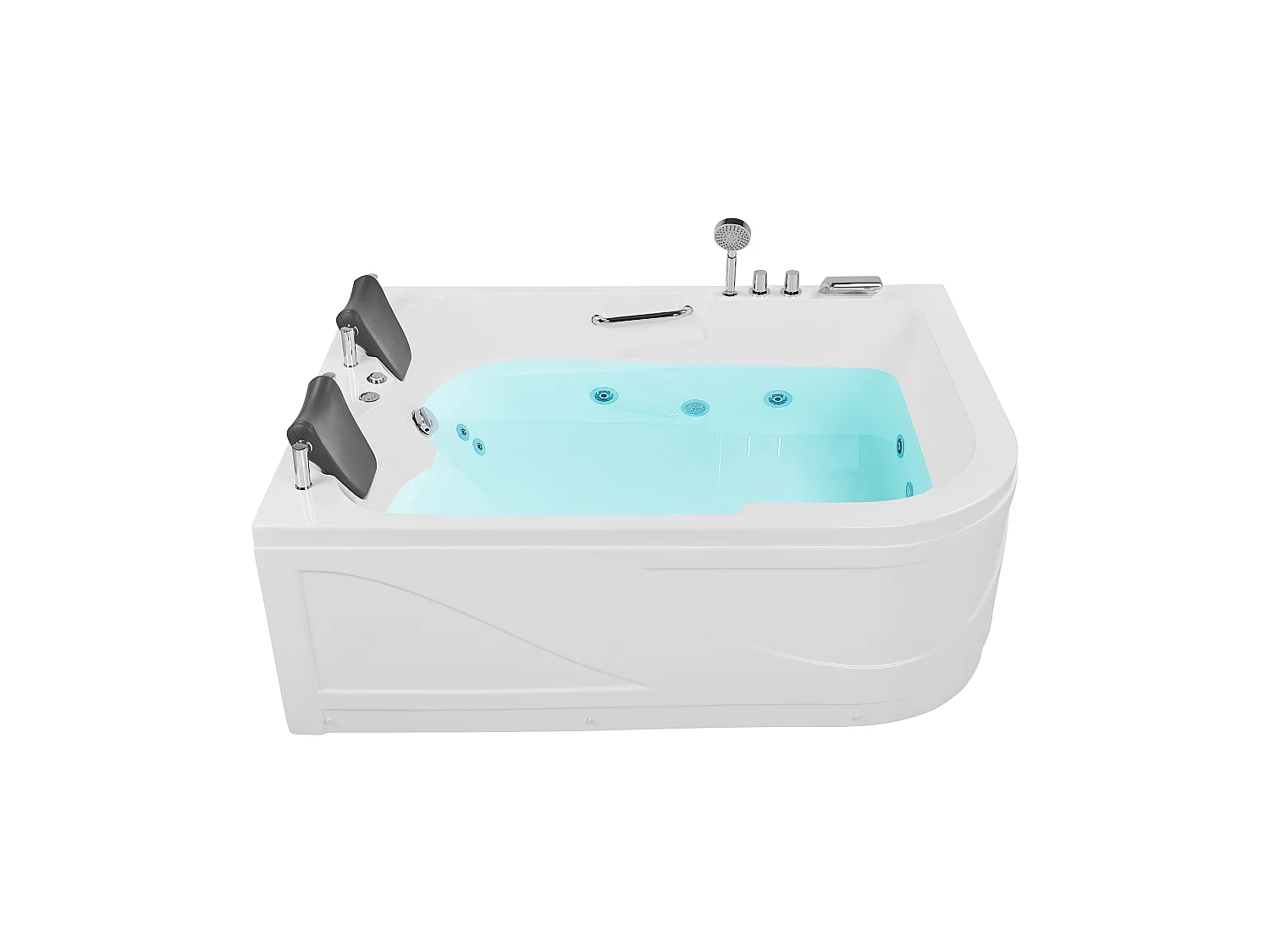 Baignoire d'angle à remous avec LED BAYAMO Côté droit 170 x 120 cm Blanc