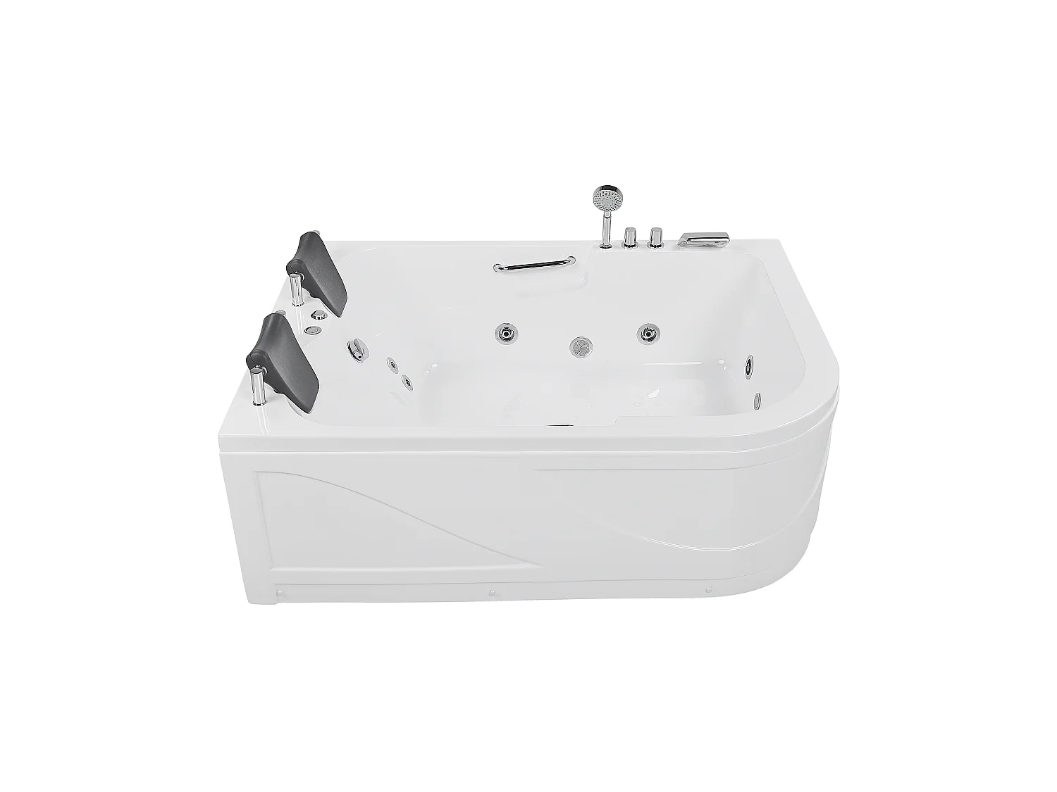 Baignoire d'angle à remous avec LED BAYAMO Côté droit 170 x 120 cm Blanc