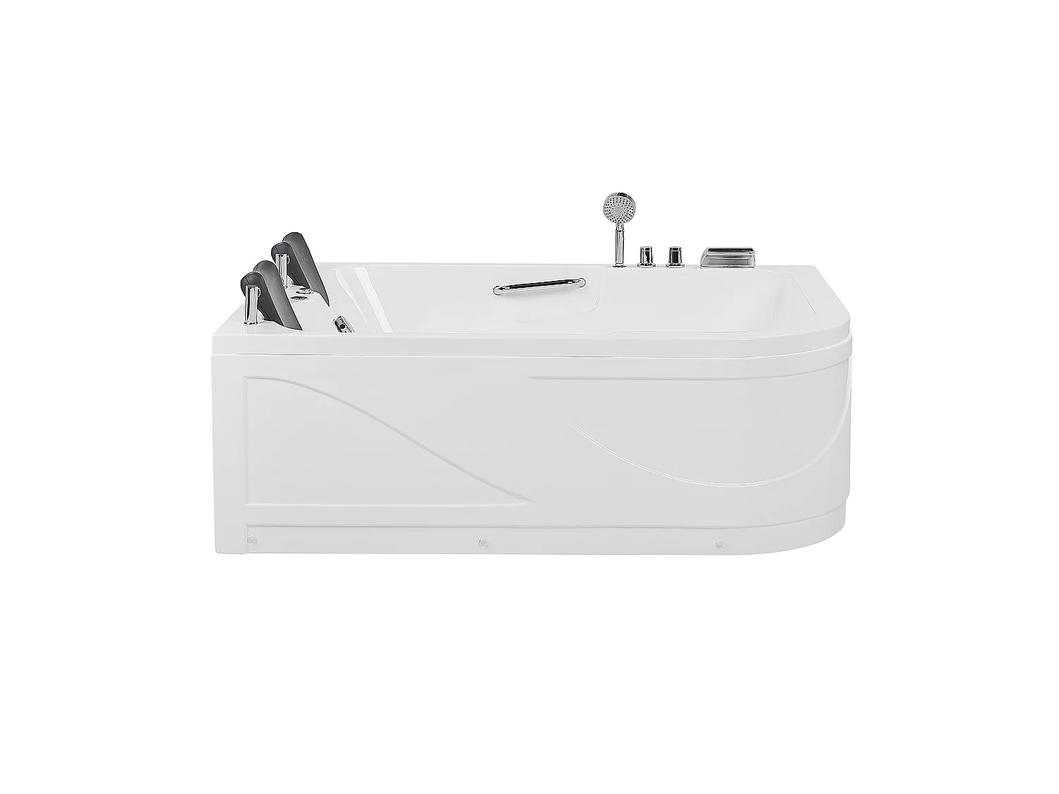 Baignoire d'angle à remous avec LED BAYAMO Côté droit 170 x 120 cm Blanc
