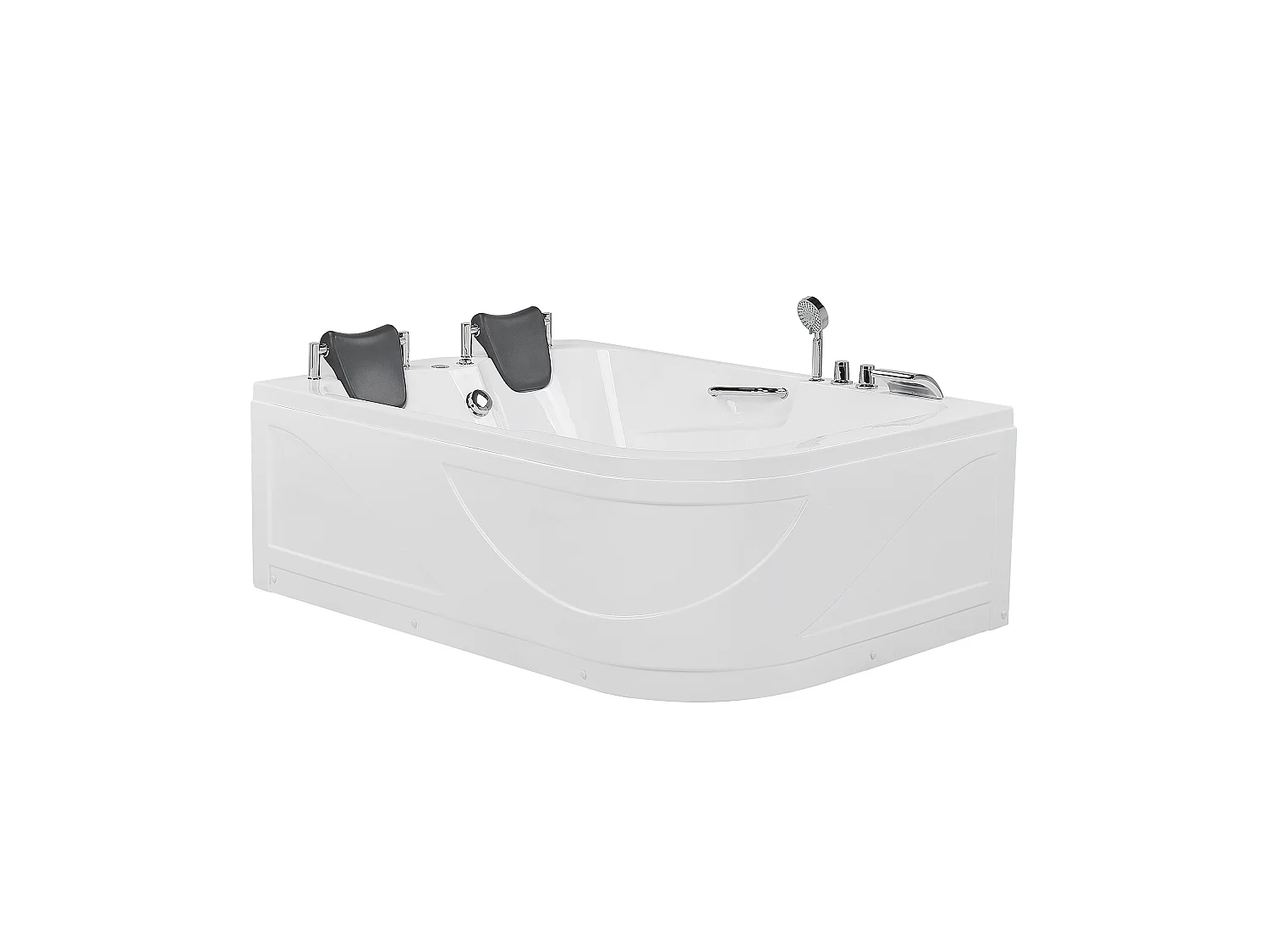 Baignoire d'angle à remous avec LED BAYAMO Côté droit 170 x 120 cm Blanc