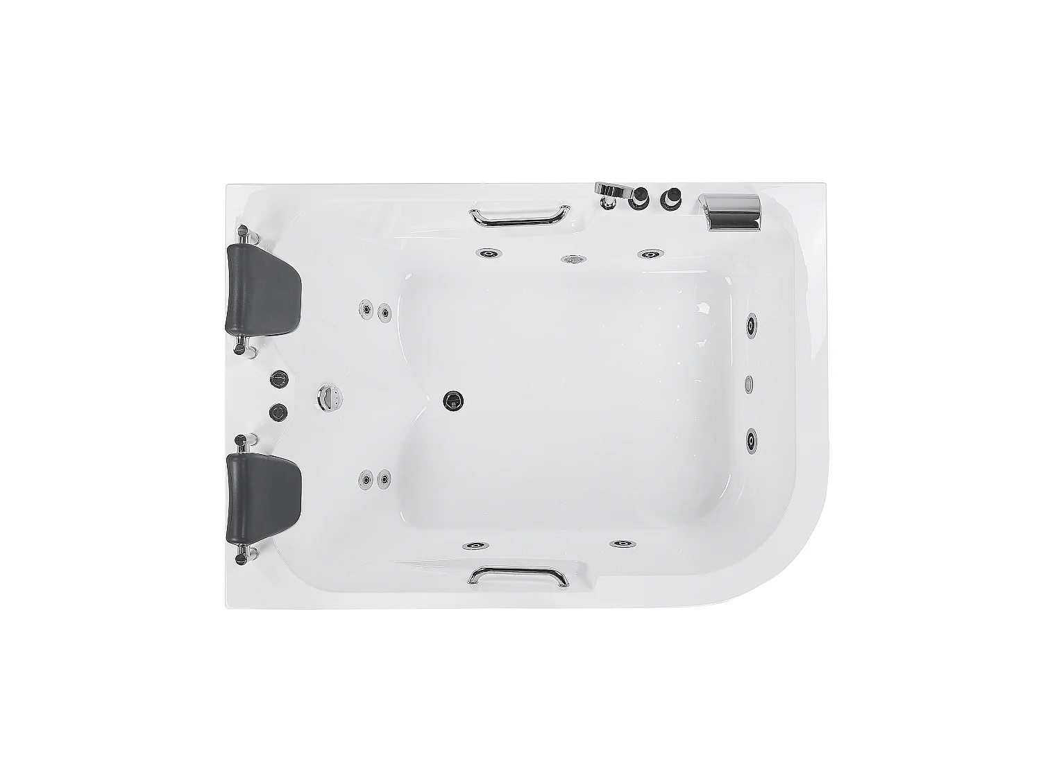 Baignoire d'angle à remous avec LED BAYAMO Côté droit 170 x 120 cm Blanc