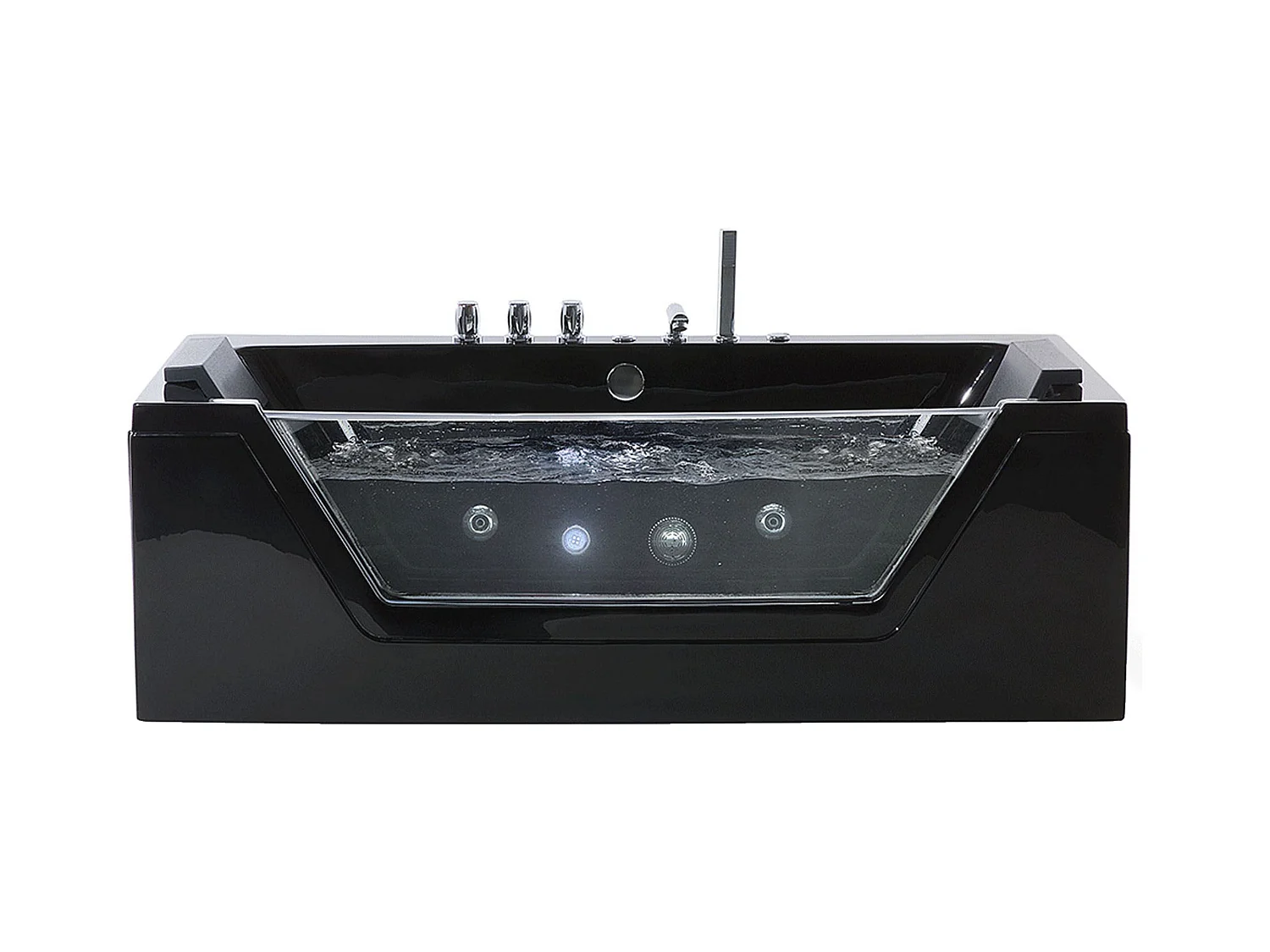Baignoire d'angle à remous avec LED SAMANA 174 x 79 cm Noir