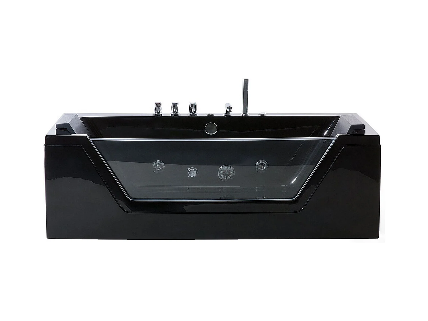 Baignoire d'angle à remous avec LED SAMANA 174 x 79 cm Noir