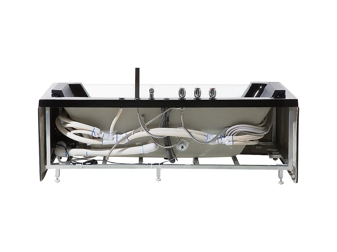 Baignoire d'angle à remous avec LED SAMANA 174 x 79 cm Noir
