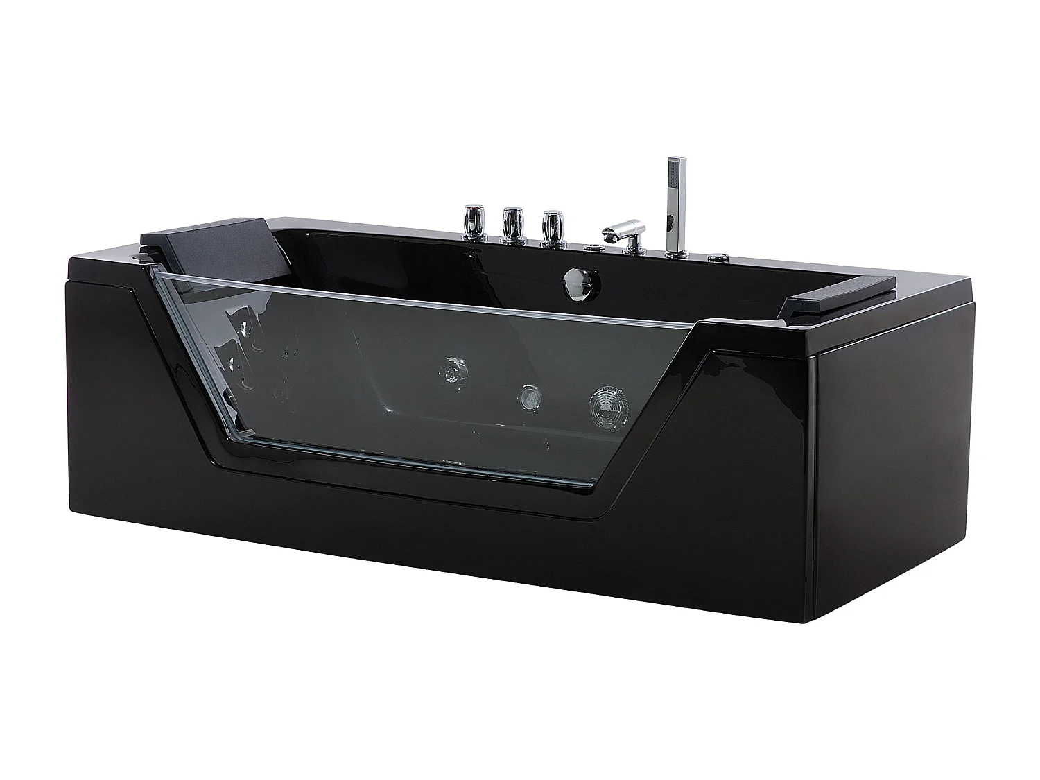 Baignoire d'angle à remous avec LED SAMANA 174 x 79 cm Noir