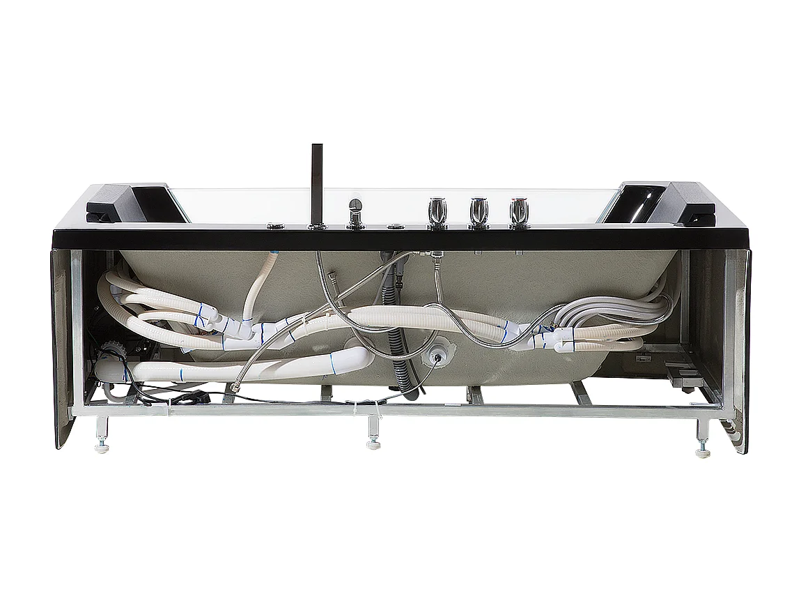 Baignoire d'angle à remous avec LED SAMANA 174 x 79 cm Noir