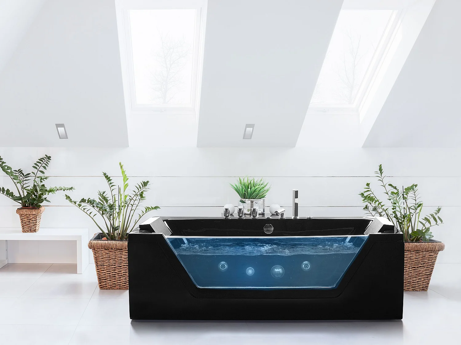 Vasca idromassaggio angolare con LED SAMANA Nero