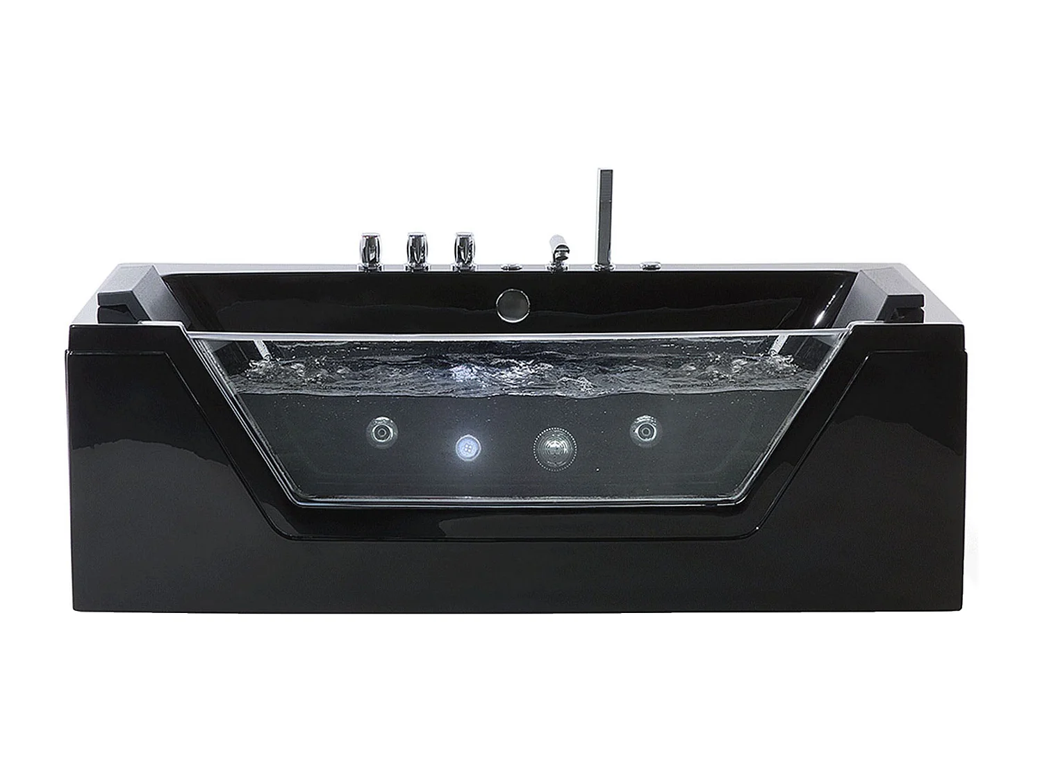 Baignoire d'angle à remous avec LED SAMANA 174 x 79 cm Noir