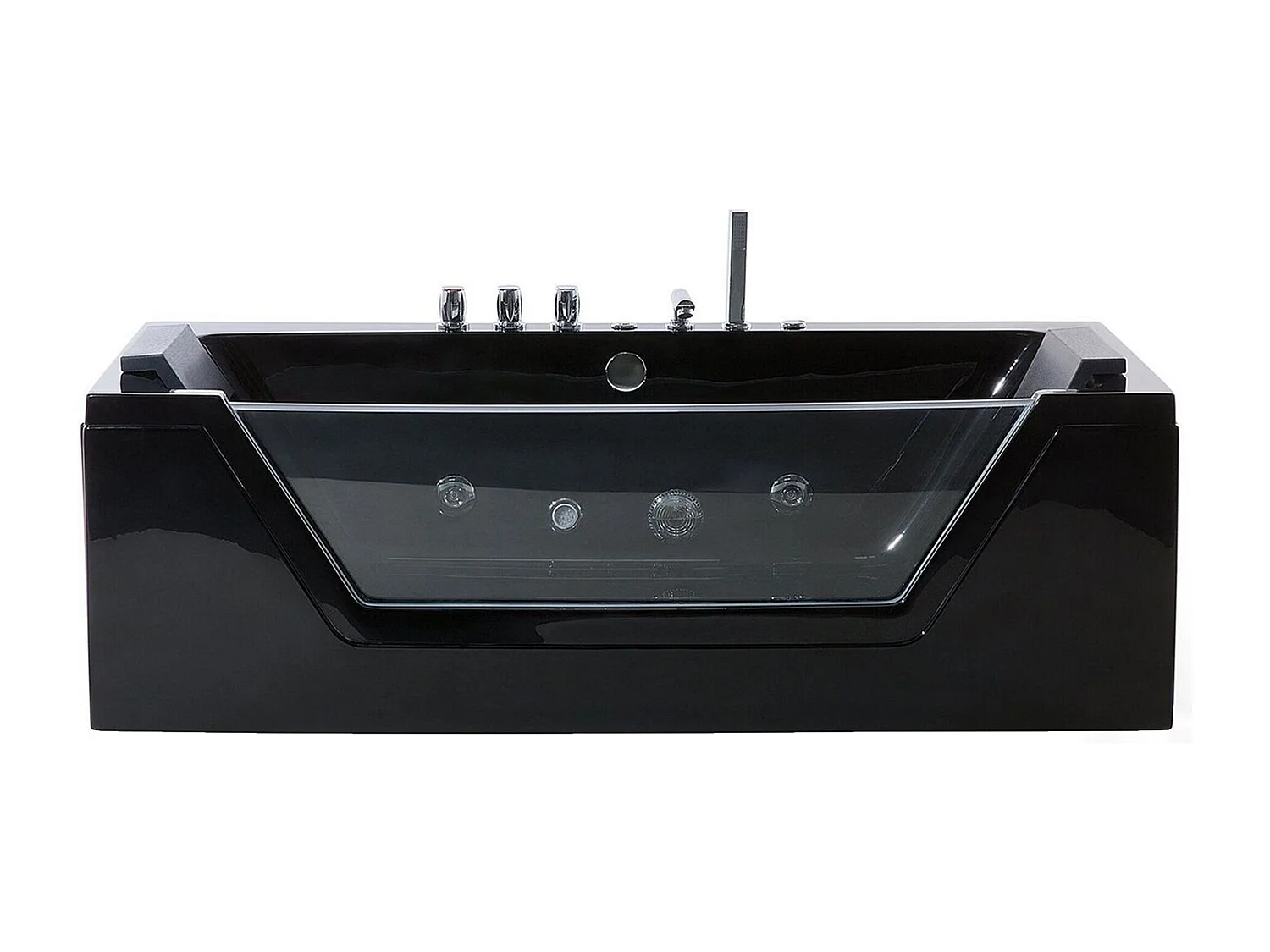 Baignoire d'angle à remous avec LED SAMANA 174 x 79 cm Noir